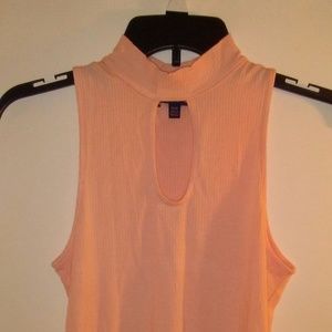 High Neck Pink Sleeveless Tank Top